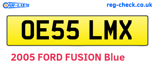 OE55LMX are the vehicle registration plates.