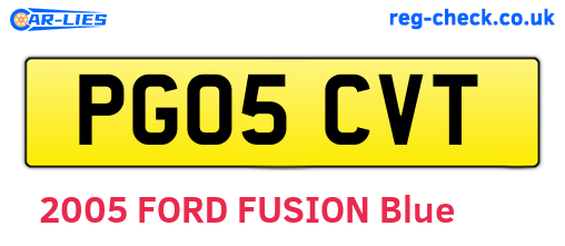 PG05CVT are the vehicle registration plates.
