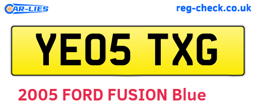 YE05TXG are the vehicle registration plates.