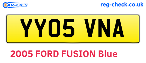 YY05VNA are the vehicle registration plates.