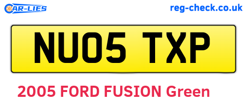 NU05TXP are the vehicle registration plates.