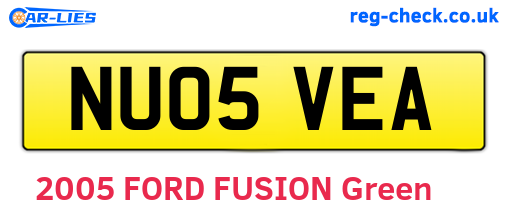 NU05VEA are the vehicle registration plates.