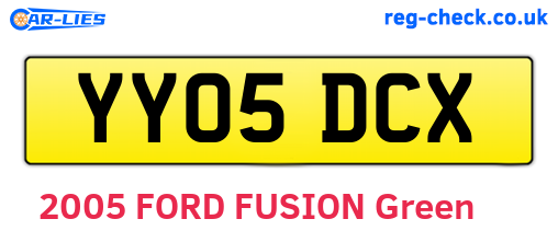 YY05DCX are the vehicle registration plates.
