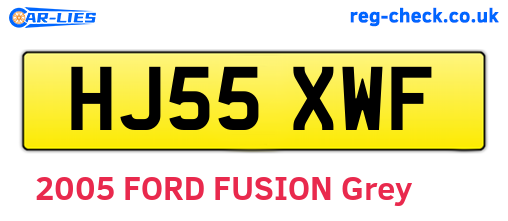 HJ55XWF are the vehicle registration plates.