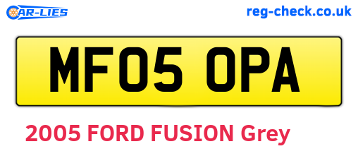 MF05OPA are the vehicle registration plates.