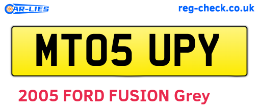 MT05UPY are the vehicle registration plates.