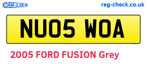 NU05WOA are the vehicle registration plates.