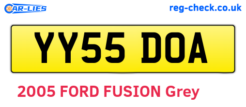YY55DOA are the vehicle registration plates.