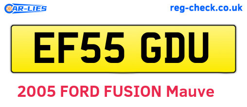 EF55GDU are the vehicle registration plates.