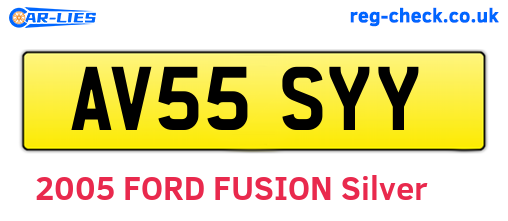 AV55SYY are the vehicle registration plates.
