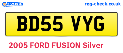 BD55VYG are the vehicle registration plates.