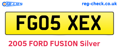 FG05XEX are the vehicle registration plates.