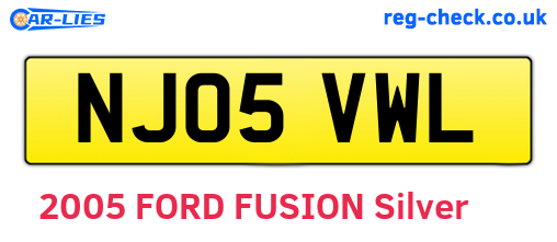 NJ05VWL are the vehicle registration plates.