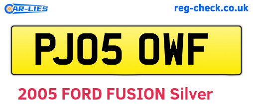PJ05OWF are the vehicle registration plates.