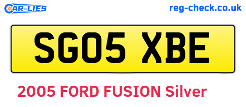 SG05XBE are the vehicle registration plates.