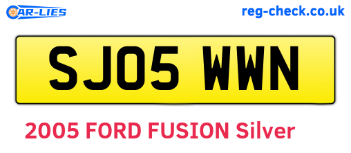 SJ05WWN are the vehicle registration plates.