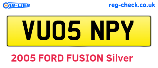 VU05NPY are the vehicle registration plates.
