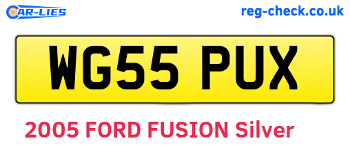 WG55PUX are the vehicle registration plates.