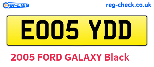EO05YDD are the vehicle registration plates.