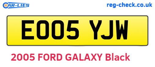 EO05YJW are the vehicle registration plates.