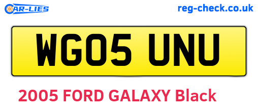 WG05UNU are the vehicle registration plates.