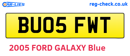 BU05FWT are the vehicle registration plates.
