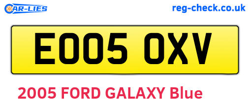 EO05OXV are the vehicle registration plates.