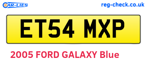 ET54MXP are the vehicle registration plates.