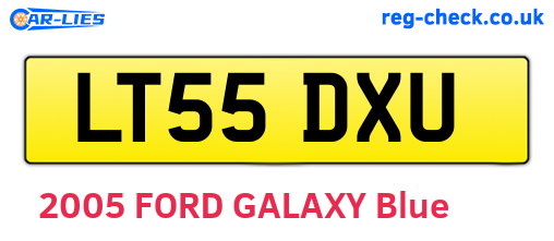 LT55DXU are the vehicle registration plates.