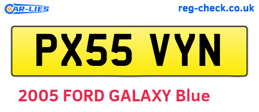 PX55VYN are the vehicle registration plates.