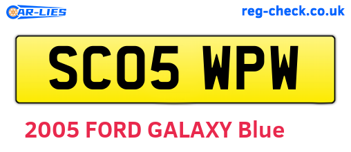 SC05WPW are the vehicle registration plates.