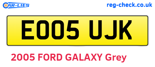 EO05UJK are the vehicle registration plates.