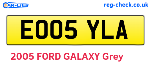 EO05YLA are the vehicle registration plates.