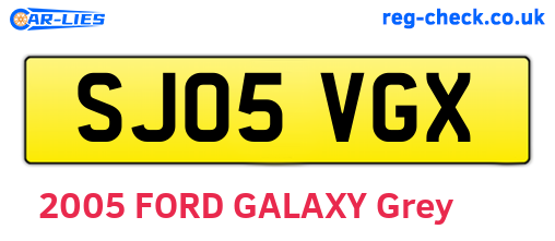 SJ05VGX are the vehicle registration plates.