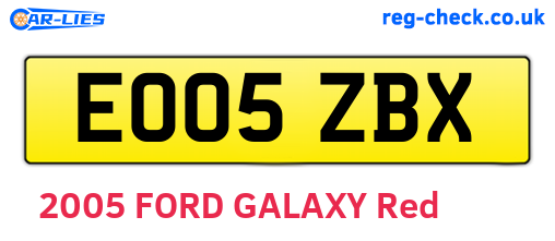 EO05ZBX are the vehicle registration plates.