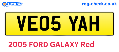 VE05YAH are the vehicle registration plates.