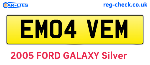 EM04VEM are the vehicle registration plates.