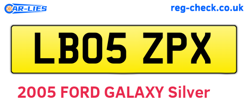LB05ZPX are the vehicle registration plates.