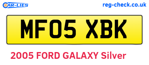 MF05XBK are the vehicle registration plates.