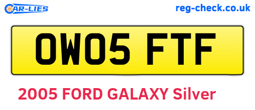 OW05FTF are the vehicle registration plates.