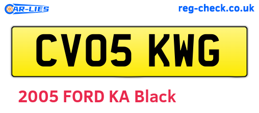 CV05KWG are the vehicle registration plates.