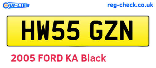 HW55GZN are the vehicle registration plates.