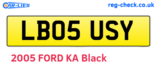 LB05USY are the vehicle registration plates.
