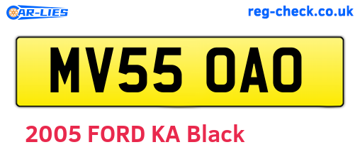MV55OAO are the vehicle registration plates.
