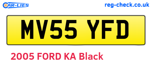 MV55YFD are the vehicle registration plates.