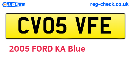 CV05VFE are the vehicle registration plates.