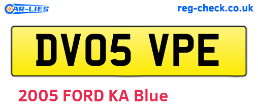 DV05VPE are the vehicle registration plates.