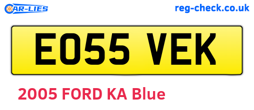 EO55VEK are the vehicle registration plates.