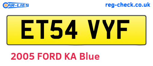 ET54VYF are the vehicle registration plates.