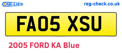 FA05XSU are the vehicle registration plates.